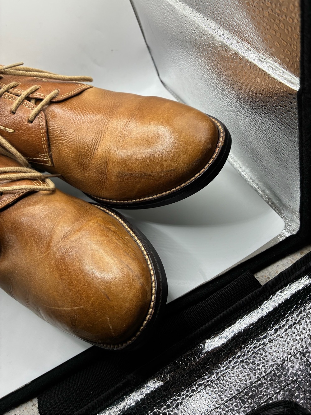 Sandro Ransom Comfort Gel Leather Oxford Shoes Men’s 10d Cognac Made In Brazil View 2